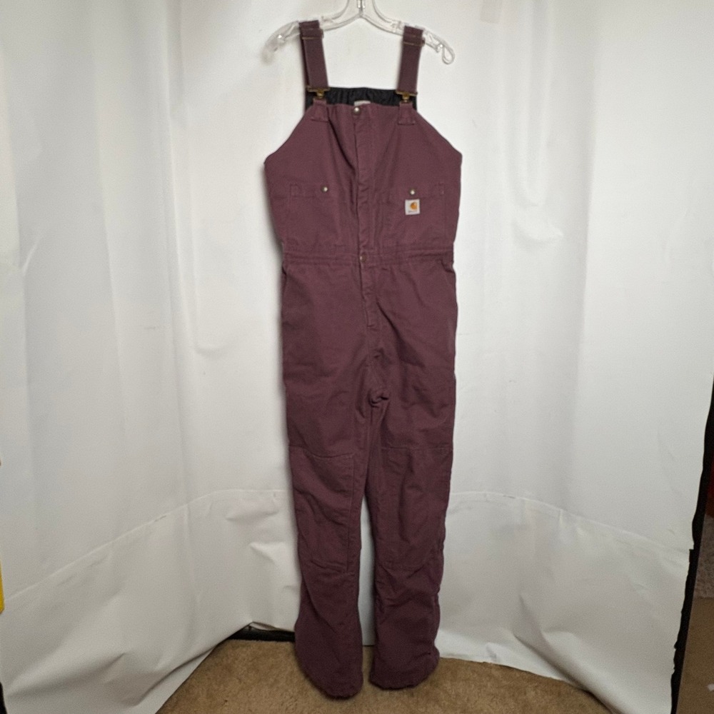 Carhartt‎ Women Deep Plum Insulated Duck Bib Overalls WR027 12x32 RARE